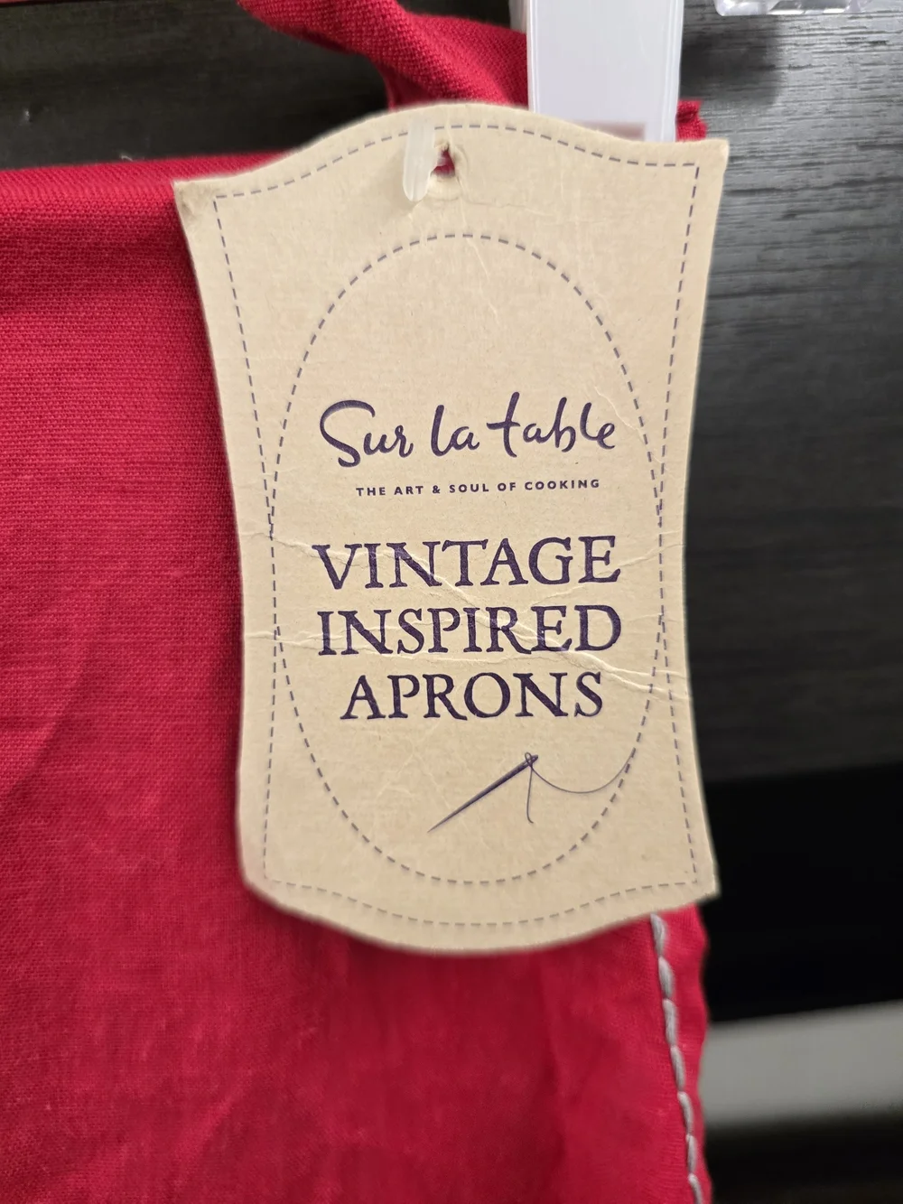 Sur La Table Red Vintage-Inspired Apron with Contrast Stitching